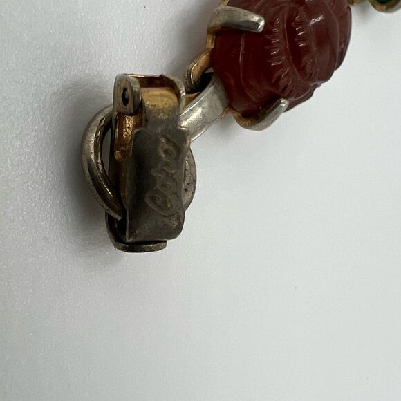 Vintage Gold Tone Coro Scarab Bracelet - Multicolor Signed - Picture 5 of 8